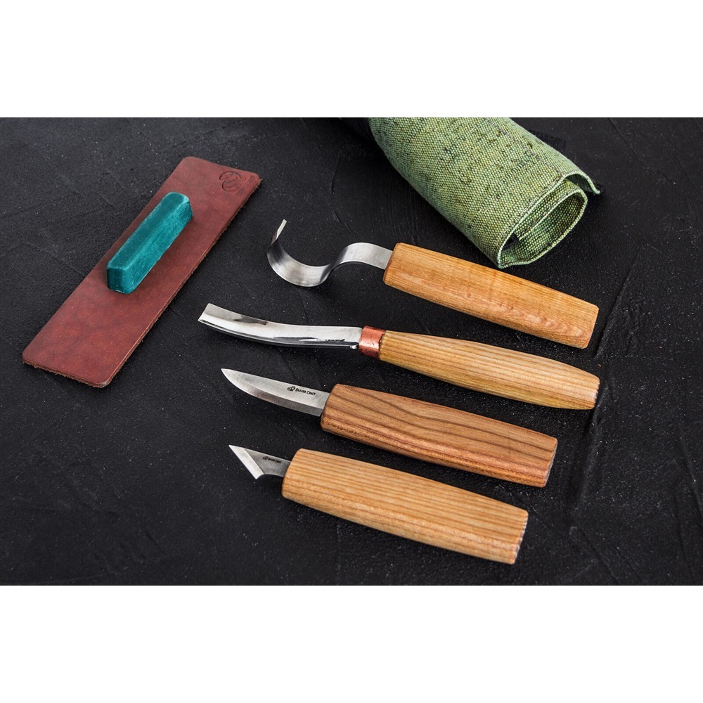 Set of 4 Wood Carving Knives in Tool Roll BeaverCraft S09