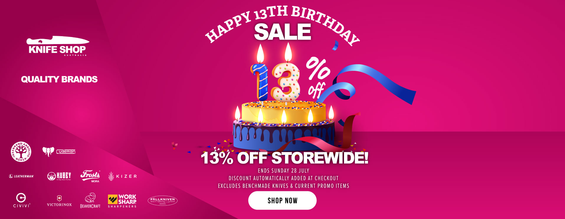 Celebrate 13 Years with 13% Off Storewide!