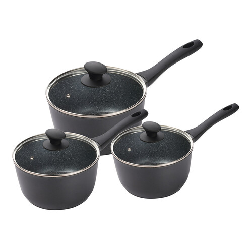 3 Piece Saucepan Set - 16cm/1.5 Litre, 18cm/2 Litre, 20cm/3 Litre