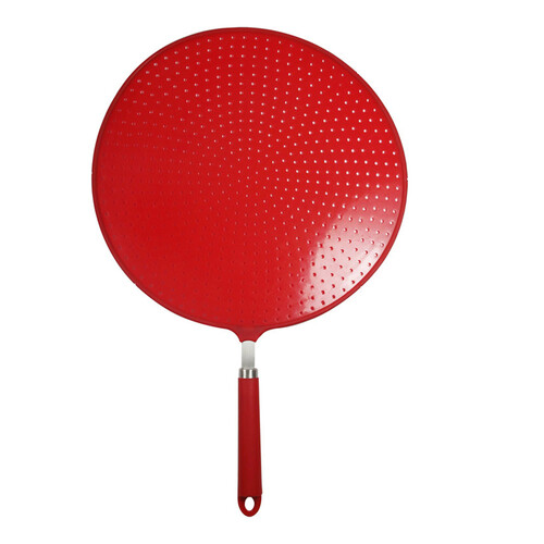 Silicone Oil Spatter Screen with Soft Touch Handle, 32.8cm - Red