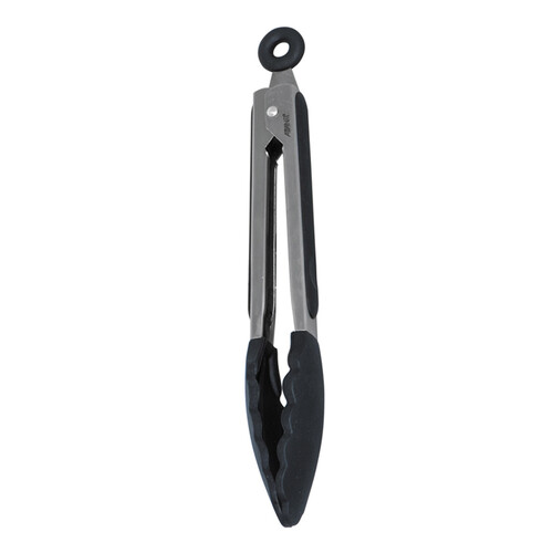 Silicone Tongs with Stainless Steel Handle 23cm - Black