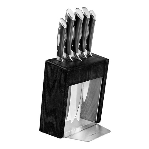 SCANPAN Kalo 6-Piece Knife Block Set in Black Ash