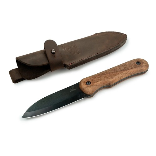 Beaver Craft BSH5 SHADOW Carbon Steel Bushcraft Knife, Walnut Handle, Leather Sheath