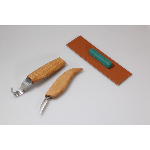 BeaverCraft S13L Wood Carving Tools Set for Spoon Carving 3 Knives in Tools Roll Leather Strop and Polishing Compound Hook Sloyd Detail Knife Left