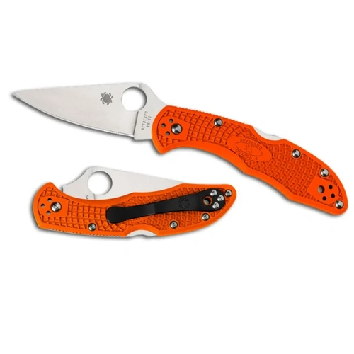 Spyderco Delica 4 Lightweight Orange G10- Flat Ground Plain Blade C11FPOR