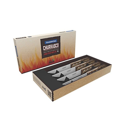 Tramontina  Jumbo Steak Knives Set 4 - Brown Polywood Handles