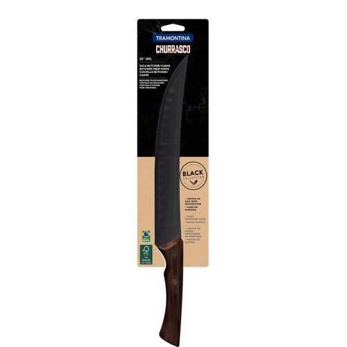 TRAMONTINA CHURRASCO BLACK COLLECTION BUTCHER KNIFE, 10" FSC CERTIFIED