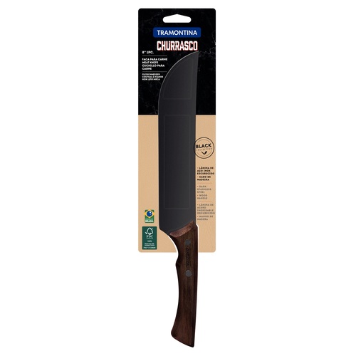 TRAMONTINA CHURRASCO BLACK COLLECTION MEAT KNIFE, 8" FSC CERTIFIED